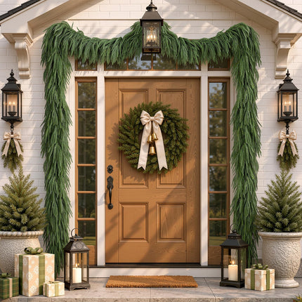 9FT Christmas Garland, Artificial Real Touch Norfolk Pine Garland