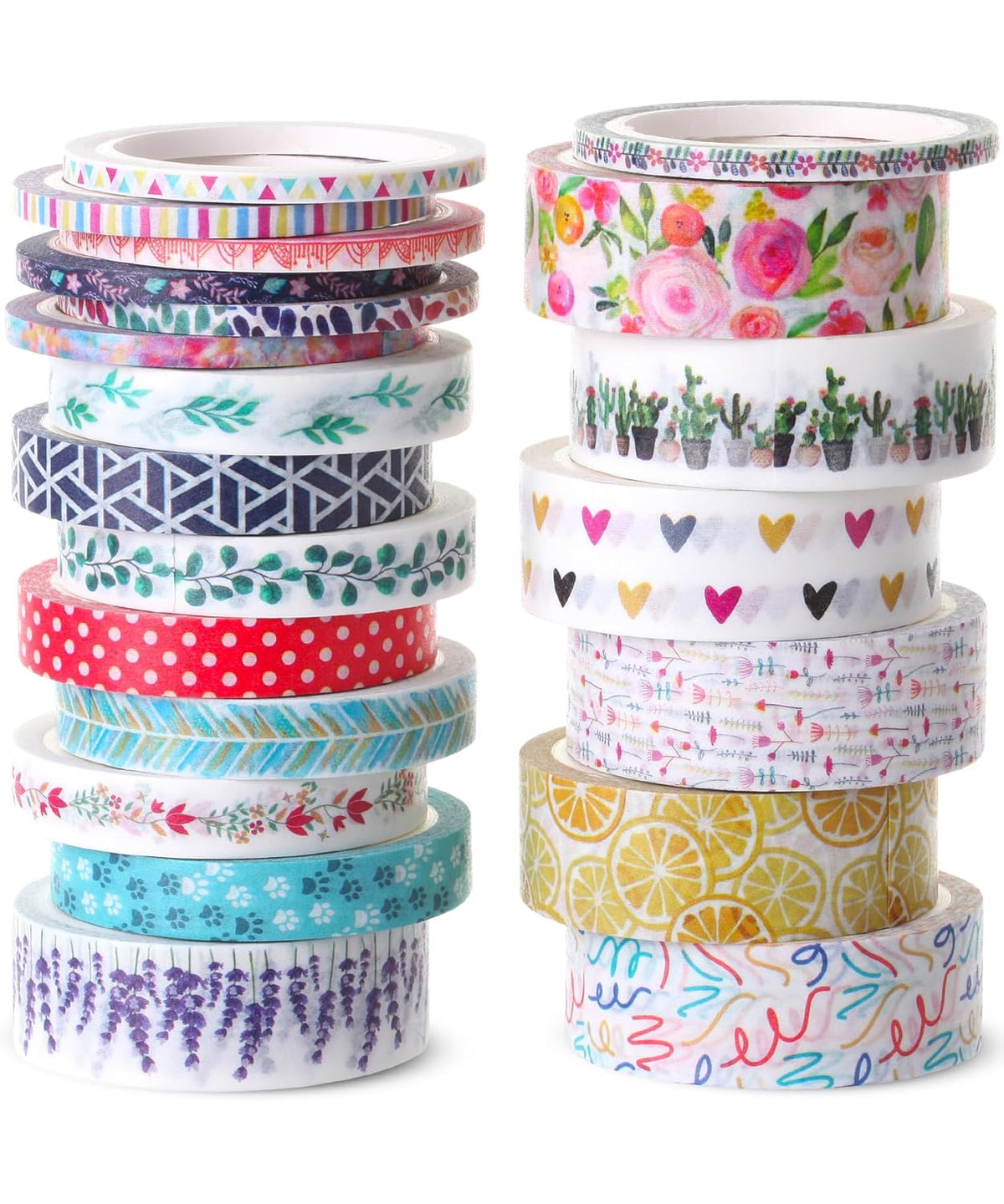 Floral Washi Tape Set, 21 Rolls, Assorted Sizes