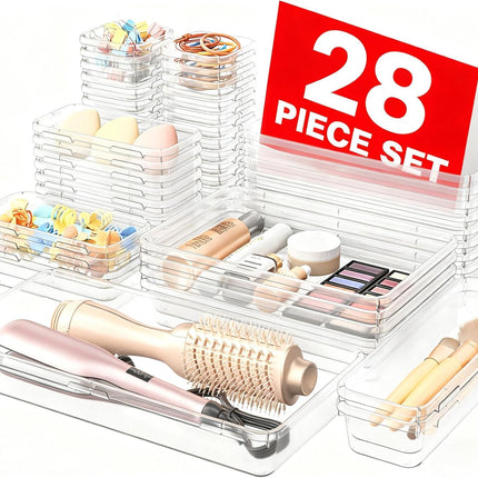 A-LuGei 【Military Grade】 Drawer Organizer, 【𝟱𝗦𝗶𝘇𝗲】 Makeup organizer, 【Holds 177 Items】 Bathroom Organizers and Storage, Organization and Storage, Desk Drawer Organizer for Bathroom Vanity