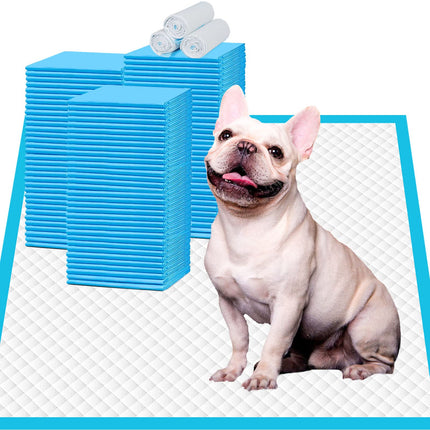 Tapetes para cachorros 22"x23" 100 unidades | Tapetes de entrenamiento para perros a prueba de fugas de 6 capas y súper absorbentes | Tapetes desechables para baño de cachorros, perros, gatos y conejos | Azul y blanco