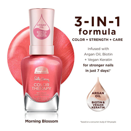 Sally Hansen Color Therapy Scented Nail Polish | Biotin, Argan Oil, Long Lasting, Healthy Nails, Nail Strengthener, Opaque | 462 Peel the Love, Citrus Spritz| Pink Nail Color