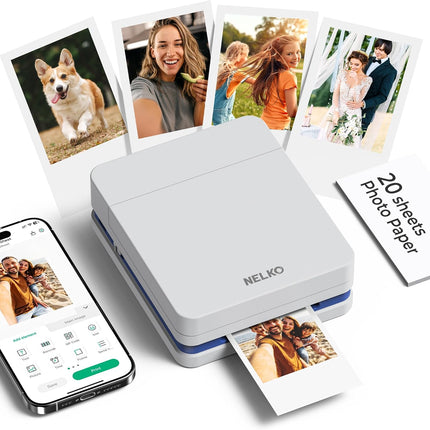 Nelko PP01 Instant Smartphone Photo Printer, Portable Mini Color Wireless Mobile Printer, Sticky-Back Photos, Bluetooth Compatible with iOS & Android Devices, Fun Editing App, Beige