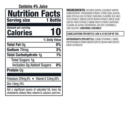 Bai Antioxidant Infused Water Beverage, Molokai Coconut, with Vitamin C and No Artificial Sweeteners, 18 Fluid Ounce Bottle, 12 Pack