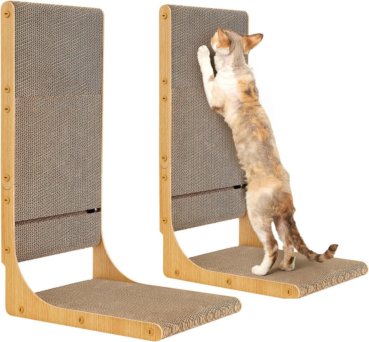 2-Pack Large L-Shaped Cardboard Cat Scratcher with Ball Toy
