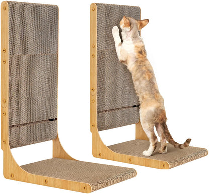 2-Pack Large L-Shaped Cardboard Cat Scratcher with Ball Toy