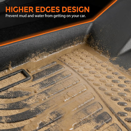 Floor Mats for Honda Civic & Civic Si 2012-2015 (Only for Sedan, Not for Coupe), Custom Fit Heavy Duty TPE All Weather Protection, Waterproof Non-Slip Black (Two-Row Floor Mats & Cargo Liner)