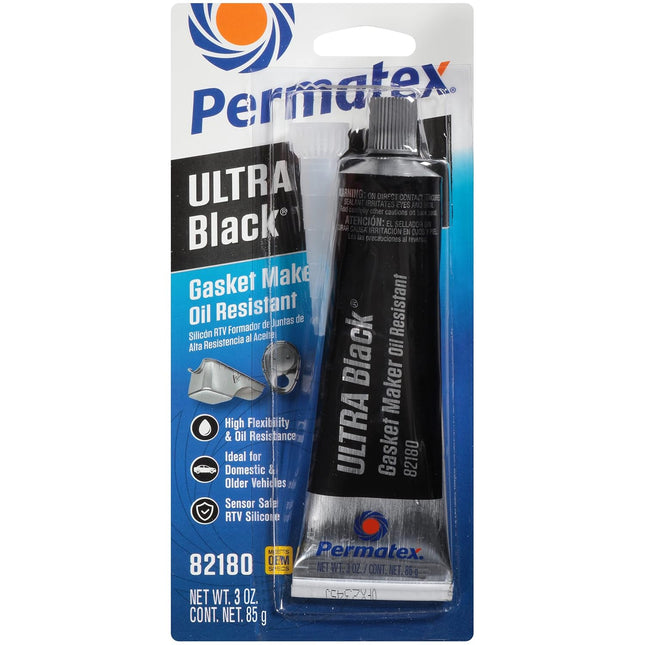 Ultra Black Maximum Oil Resistance RTV Silicone Gasket Maker, Sensor Safe and Non-Corrosive, for High Flex and Oil