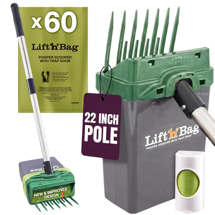 Lift N' Bag Dog Pooper Scooper with 22" Pole, 15 Bags