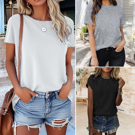 3 Pack Womens Basic T Shirts Summer Tops 2026 Short Sleeve Tees Comfy Casual Vacation Clothes