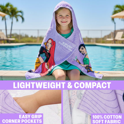 KPop Demon Hunters Bath Towels With Hood For Girls, 29.5 x 49.2 inch, Soft Absorbent Cotton Beach Towels, Swimming Pool Hooded Poncho, Shower Bath Travel Cozy Cute Gifts For Girls