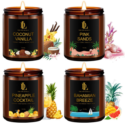 Fall Candles Set for Home Scented, 4 Pack 28oz, Soy Wax