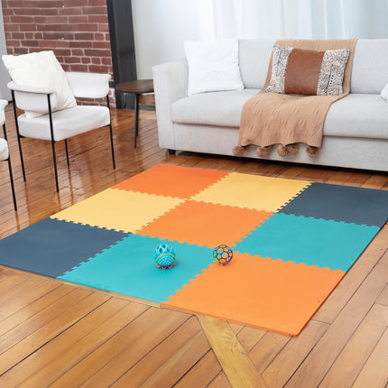 Baby Play Mat, Soft Foam Floor Tiles for Kids. Adjustable Interlocking Foam Tiles, Fits with 74x74 Playpen Baby mat for Crawling & Development, Playmat for Babies 6-12 Months