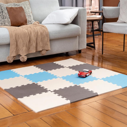 Baby Play Mat, Soft Foam Floor Tiles for Kids. Adjustable Interlocking Foam Tiles, Fits with 74x74 Playpen Baby mat for Crawling & Development, Playmat for Babies 6-12 Months