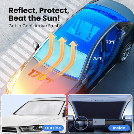 Car Windshield Sunshade – Double-Layer Design for 2X Heat Blocking, Blocks UV Rays, Foldable Sun Shade - photo 2