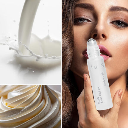 Milk and Cream Perfume Roller (Vanilla, Coconut Cream, Marshmallow) Clean Unisex Gourmand Fragrance Oil - 10ml Lactonic Roll On