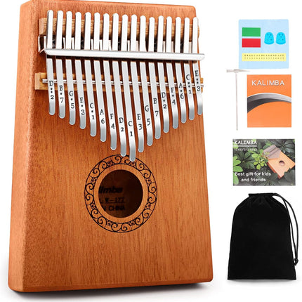 Kalimba Thumb Piano, Portable 17 Keys Mbira Finger Piano with Tune Hammer and Instruction, Musical Instruments Gift for Adult Beginners Professional(Blue)