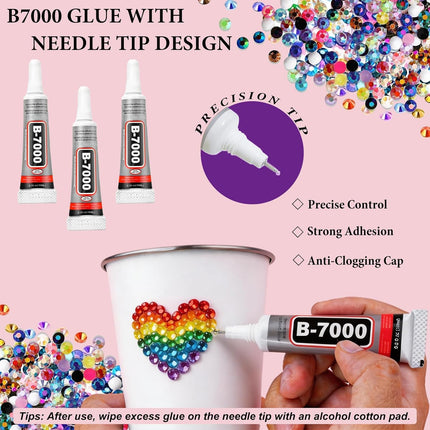 Ayzololo 42 Colors Resin Jelly Rhinestones for Bedazzling, 3mm 32000Pcs Flatback Gems Bedazzler Kit with 3Pcs 10ml B7000 Glue, Tweezer & Pickup Pen for Nail Art, DIY Crafts, Phone Cases