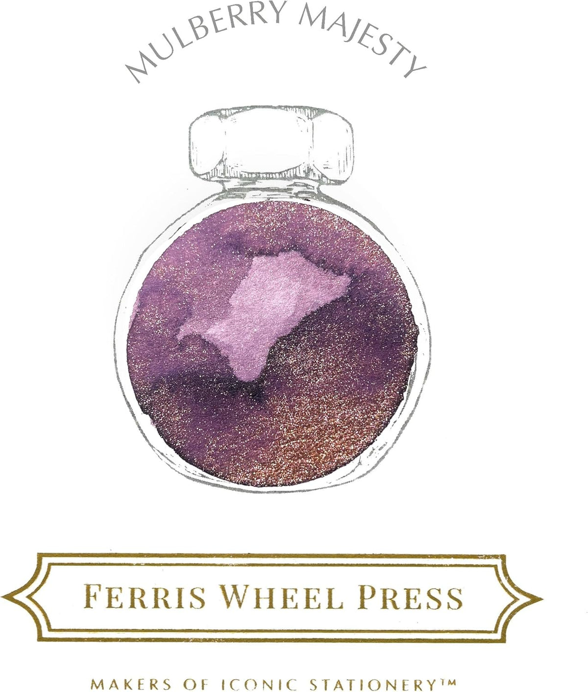 Mulberry Majesty Vibrant Purple Fountain Pen Ink with Rose Gold Shimmer, 38ml Bottle