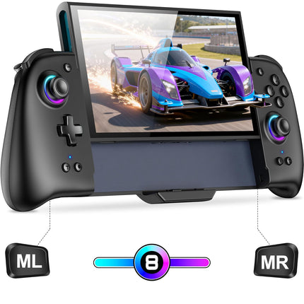 GIGEEKNY Switch Controllers Compatible with Nintendo Switch/Switch OLED, One-Piece Joypad Controller Replacement for Switch Pro Controller with 9 Lights Color, Turbo, Macro, KeyLinker APP