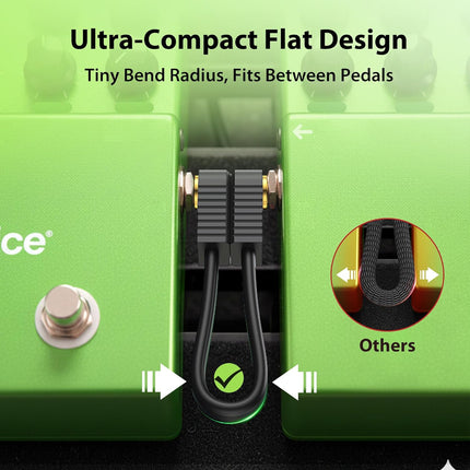 Kevlar Reinforced Guitar Patch Cables 2 Inch 4-Pack, Built-to-Last, Noise-Free Quad-Layer Shielded, Gold-Plated Flat Ribbon Guitar Pedal Cables for BOSS, MXR, EBS, Behringer Pedal