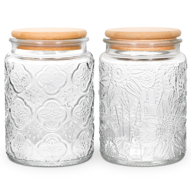 Vintage Glass Jar with Lid, 24oz Food Storage Containers Mason Jars, 2 Pack