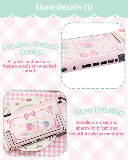 Strawberries with Cream Pink Silicone Protective Case with Thumb Grip Caps - photo 3