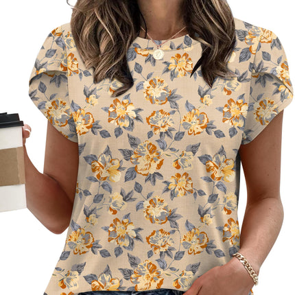 Womens Summer Tops Dressy Casual Blouses Short Sleeve Shirts for Women Business Casual Beach Vacation Outfits
