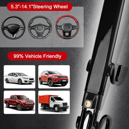 Tevlaphee Steering Wheel Lock Anti-Theft Car Device Heavy Duty Security Car Lock Antitheft Locking Devices Great Deterrent Adjustable Car Wheel Lock Anti Theft for Vehicle Truck with 3 Keys(Black)