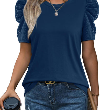 Summer Tops for Women Puff Sleeve Crewneck T Shirts Casual Blouses Spring Outfits Fashion Clothes
