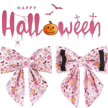 Halloween Dog Collar with Flower, Pink Halloween Puppy Flower Collar with Adjustable Metal Buckle,Fancy Halloween Dog Collar Bowtie Gift for Girl Boy Dog,M