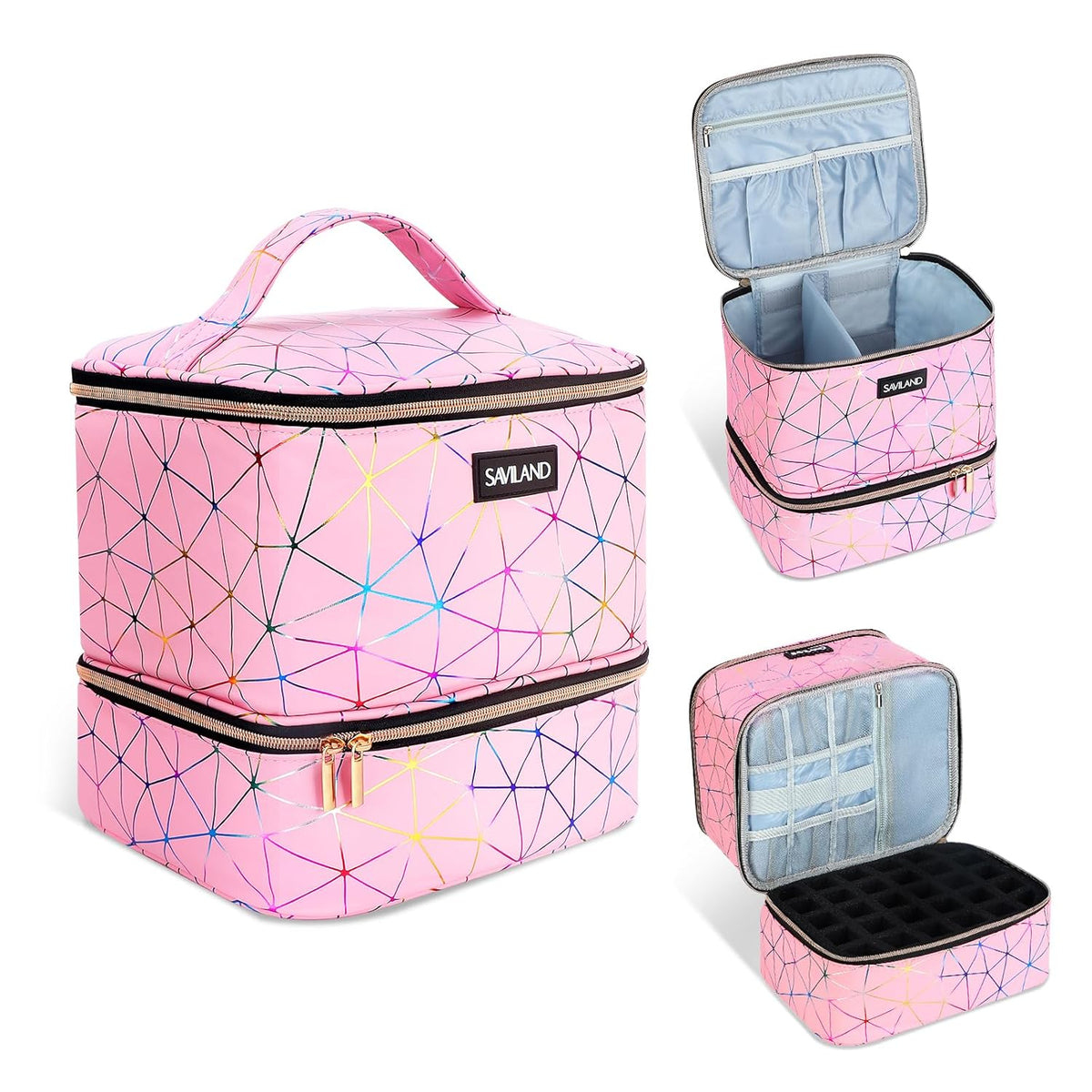 Nail Polish Organizer Bag: PU Leather Nail Polish Storage Organizer Holds 30 Bottles & Nail Lamp, Nail Polish Holder