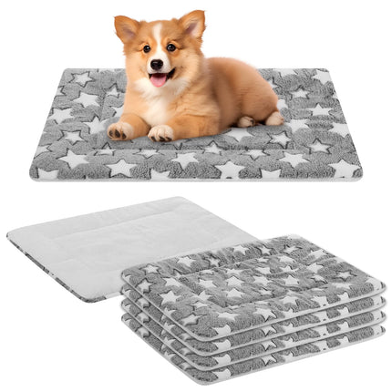 4 piezas de tapete para cama de perro, reversible, lavable a máquina, para jaula, para perros pequeños, medianos y grandes (16 x 24 x 1.2 Inch, gris)