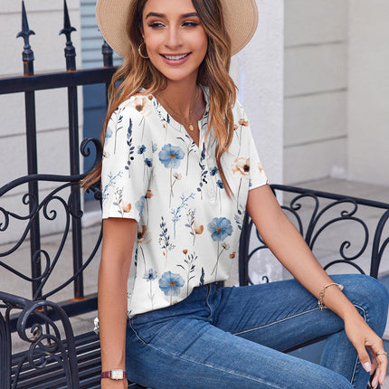 Blusas de verano para mujer, casuales, manga corta, cuello en V