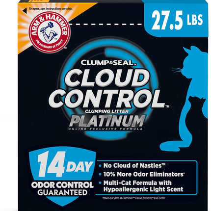 ARM & Hammer Cloud Control Platinum Cat Litter, Multi-Cat Clumping Litter, Hypoallergenic and Dust-Free, 14-Day Odor Control, 27.5 lbs