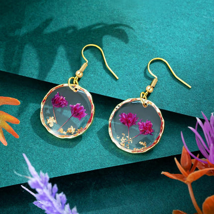 Hefestus Real Pressed Flower Earrings for Women, Handmade Boho Chic Dangle Design, Unique Floral Jewelry, Cute and Thoughtful Gift for Christmas, Valentine’s & Mother’s Day