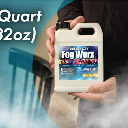 FogWorx Extreme High Density Fog Juice - Quart – 32 Fluid Ounces of Long Lasting, High Output, Odorless Water Based Machine Fluid for 400 to 1500 Watt Machines