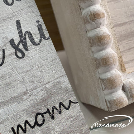 Boho Farmhouse Wooden Framed Bathroom Decor Signs, Funny Restroom Decorative Plaque Small Cute, Toilet Rules Shelf Decoration (Don't Do Stupid Shit Love Mom)