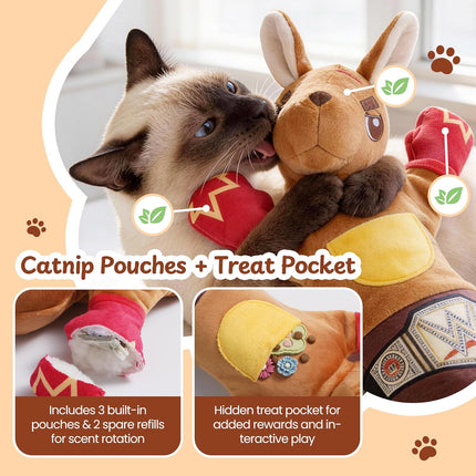 Cat Wrestling Glove, 22 inch Karate Kitty Puppet with 5 Catnip Pouches & 3 Layer Resistant Protection, Interactive Cat Puppet Wrestler with Treat Pocket for Boredom Relief & Mental Stimulation