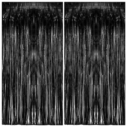 2 Pack Silver Foil Curtain Party Streamers Metallic Tinsel Foil Fringe Photo Booth Backdrop for Birthday Wedding Engagement Baby Shower Bachelorette Christmas Holiday Celebration Party Decorations