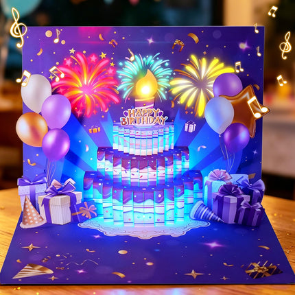 Pop Up Birthday Card with Music, Light, Firework For Men Women