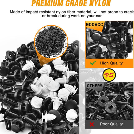 GOOACC 120PCS Car Bumper Push Retainer Clips & Nylon Fasteners Rivet Kit 6mm 7.6mm 8mm 8.8mm 10mm Door Trim Panel Clips, 5PC Fastener Remover