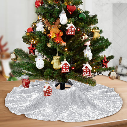 Black Christmas Tree Skirt, 36 Inch Sequin Tree Skirt