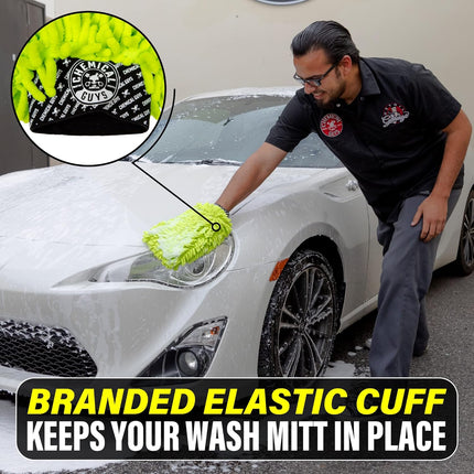 Chemical Guys Chenille Premium Scratch-Free Microfiber Wash Mitt for Car Washing - 2 Pack, Lime Green, Ultra-Soft Car Wash Gloves, Swirl-Free Finish, Safe for Trucks, SUVs, Motorcycles, and More