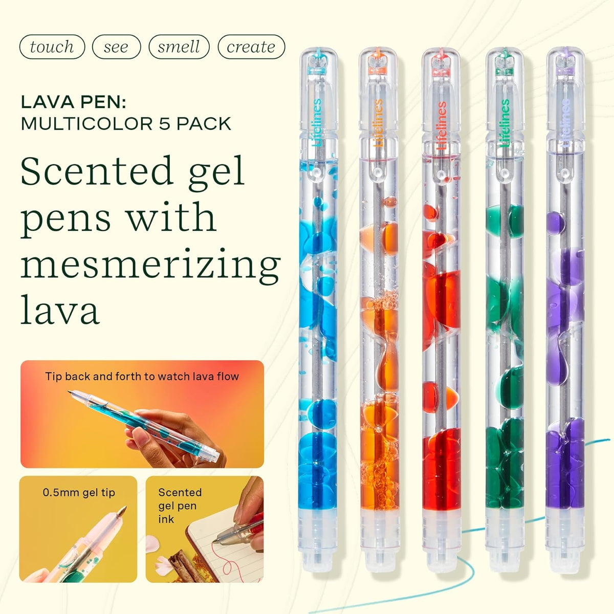 Scented Lava Gel Pen Set, 5-Pack, Multi-Color 0.5mm - photo 2