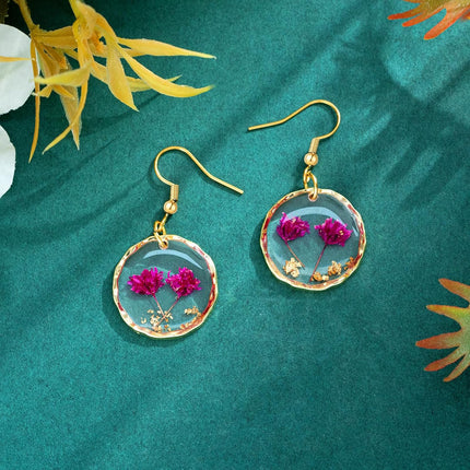 Hefestus Real Pressed Flower Earrings for Women, Handmade Boho Chic Dangle Design, Unique Floral Jewelry, Cute and Thoughtful Gift for Christmas, Valentine’s & Mother’s Day