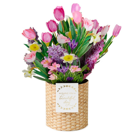 Hallmark Mother's Day Pop Up Card, Spring Flower Bouquet (Wishing You a Beautiful Day) Large Paper Wonder Card for Birthdays, Easter, Bridal Shower