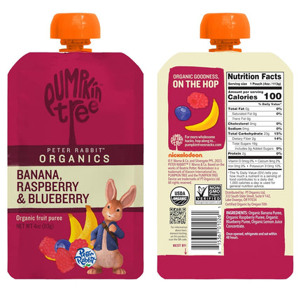 Peter Rabbit Organics Baby Raspberry Banana Blueberry, 4 oz