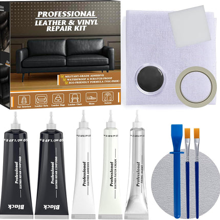 Black Leather Repair Kit for Furniture, Car Seats, Sofa, Jacket, and Purse, Vinyl Repair Kit with Super Easy Instructions to Match Any Color, Restore Any Glossy Leather Surface