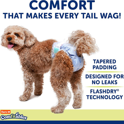 Hartz Comfitables Disposable Dog Diapers, Size XXS 12 Count, Comfortable & Secure Fit, Easy to Put On, Super Absorbent Male and Female Diaper