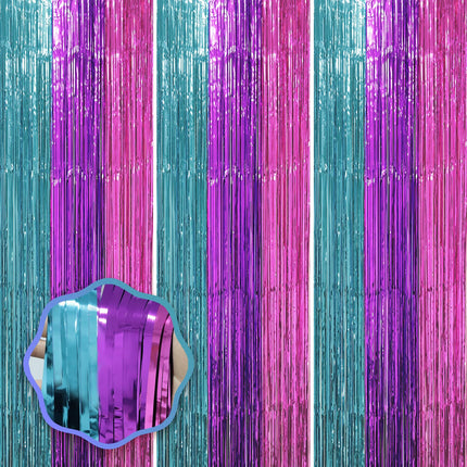 Gold Foil Fringe Backdrop Curtains, 3.3x8.2ft, 3 Pack